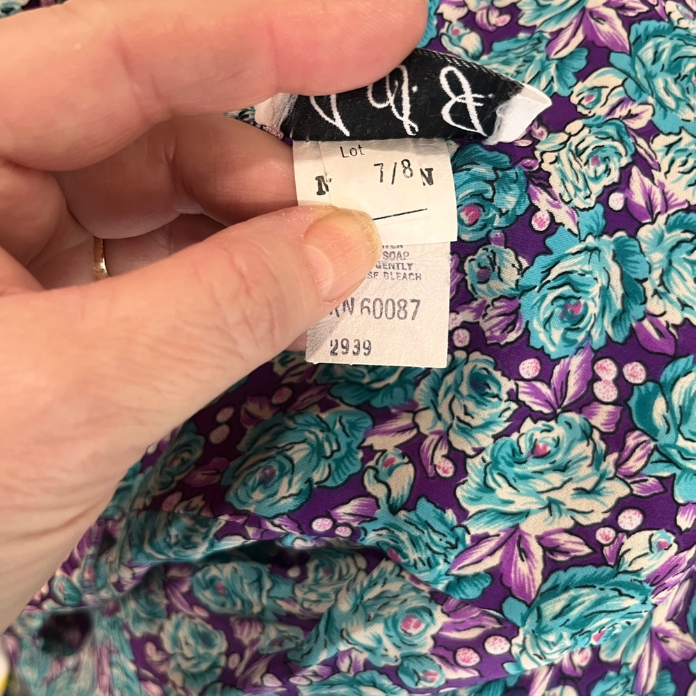 Cottagecore collegiate modesty accordion floral 80’s belted dress 7/8 - Picture 9 of 11